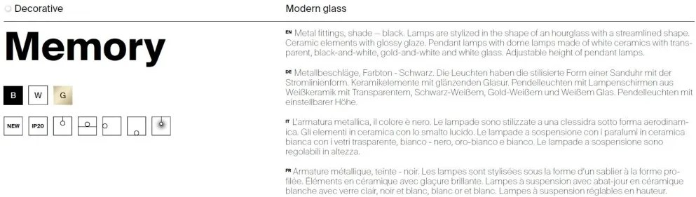 Pendul design modern decorativ Memory alb/negru
