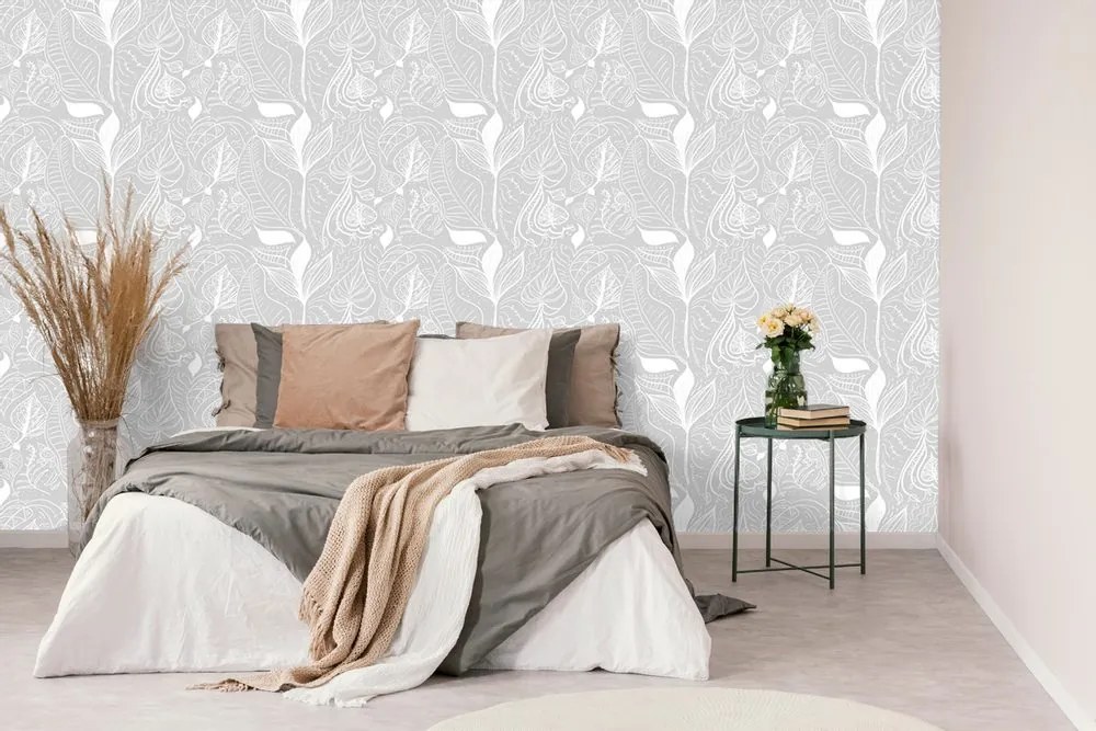 Tapet frunze magice în design gri