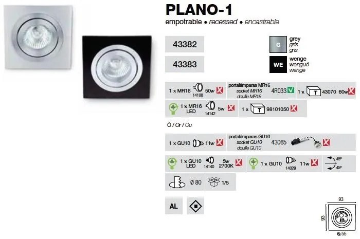 Spot incastrabil Plano-1 43383