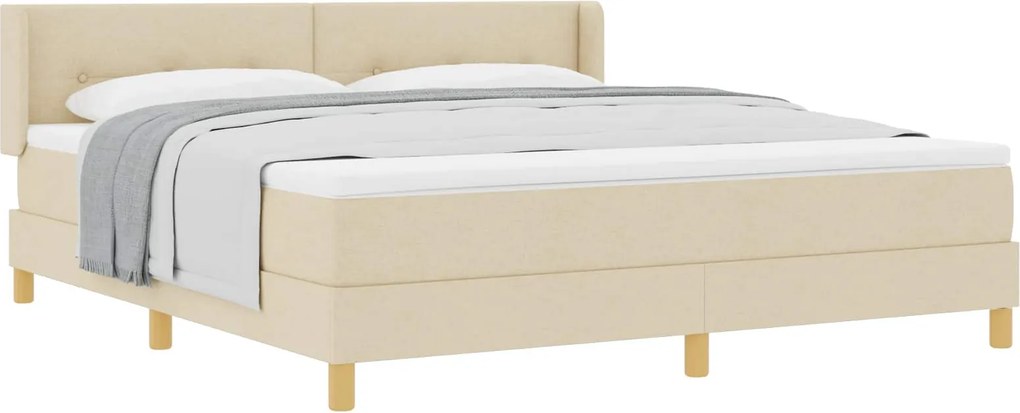 vidaXL Pat cu arcuri cu saltea Crem 200 x 180 cm Poliester