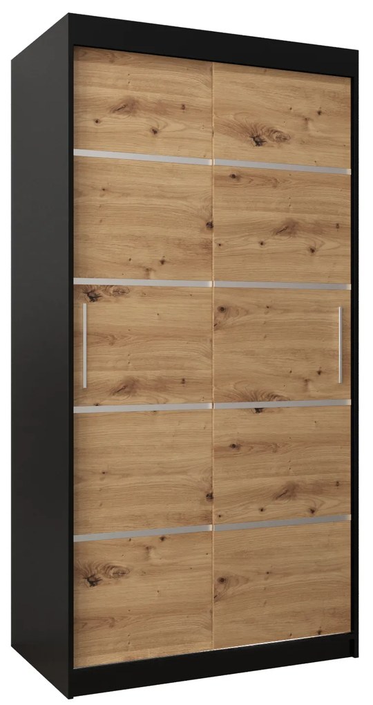 Dulap de haine 120 cm Verika 1 120 (negru + stejar artisan). 1063691