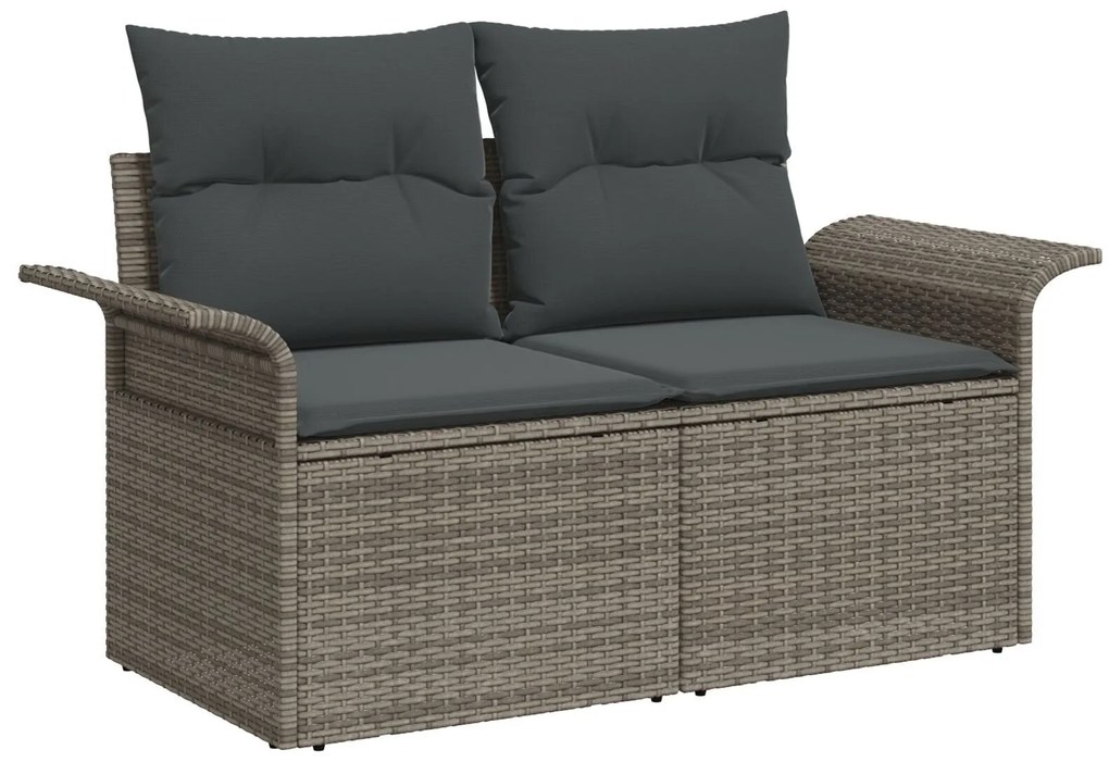 vidaXL Set de canapele pentru grădină cu pernă 5 pcs Gri Rattan poli