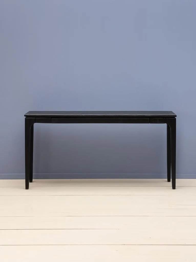 Consolă din lemn de mango, negru, finisaj satinat, 140.5×28×71 cm, „Upsilon"