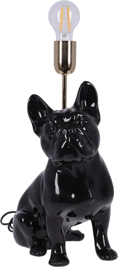 Lampa ceramica Bulldog Negru lucios h 35 cm