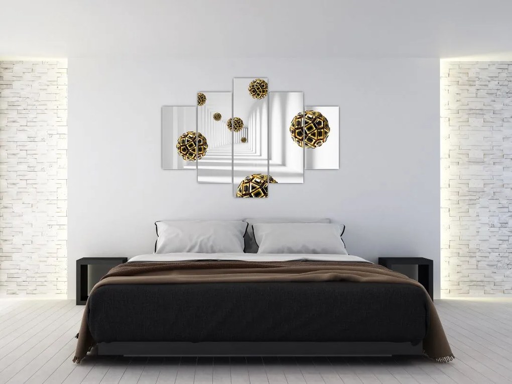 Tablou abstract cu mingi de fotbal (150x105 cm)