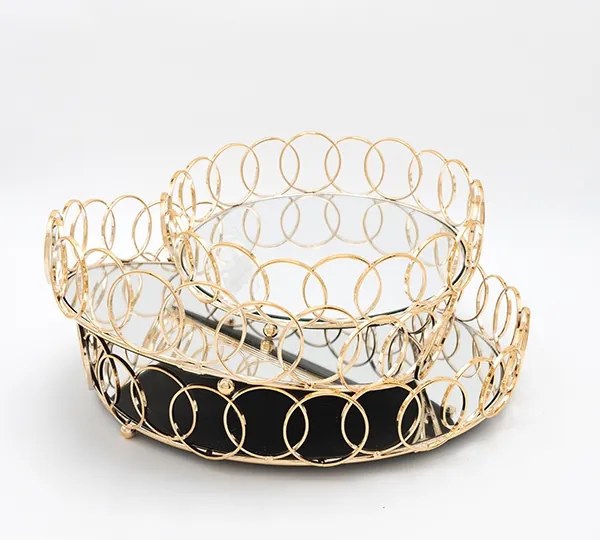 SET 2x tavă decorativă d. 27/33/37 cm auriu