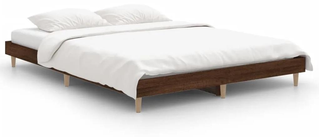 832076 vidaXL Cadru de pat, stejar maro, 140x190 cm, lemn prelucrat