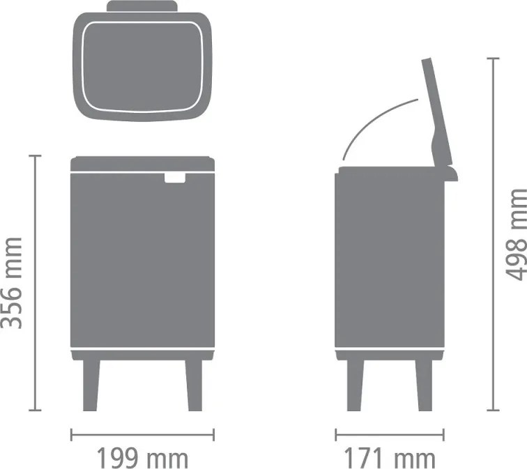 Cos de gunoi Brabantia Bo Small Hi 1006642, 4 l, Deschidere lina si silentioasa, Baza antiderapanta, Rezistent la amprente, Otel inoxidabil/Mat