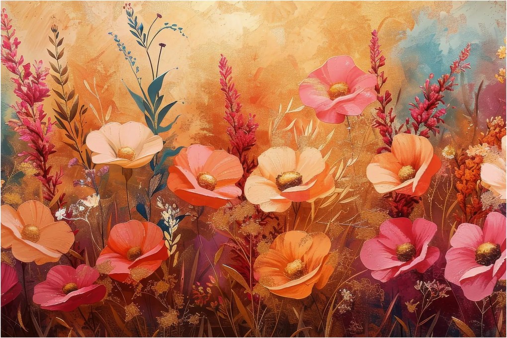 Tablou - Flori de pajiște, pictură (90x60 cm)