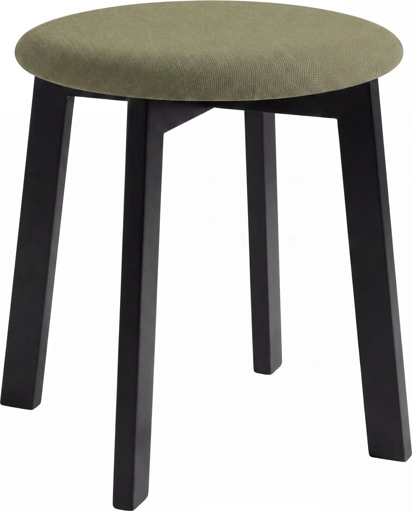 MAZZONI EXPORT Taburet rotund ZOI Verde (Storm 34) / cadru din lemn de fag negru