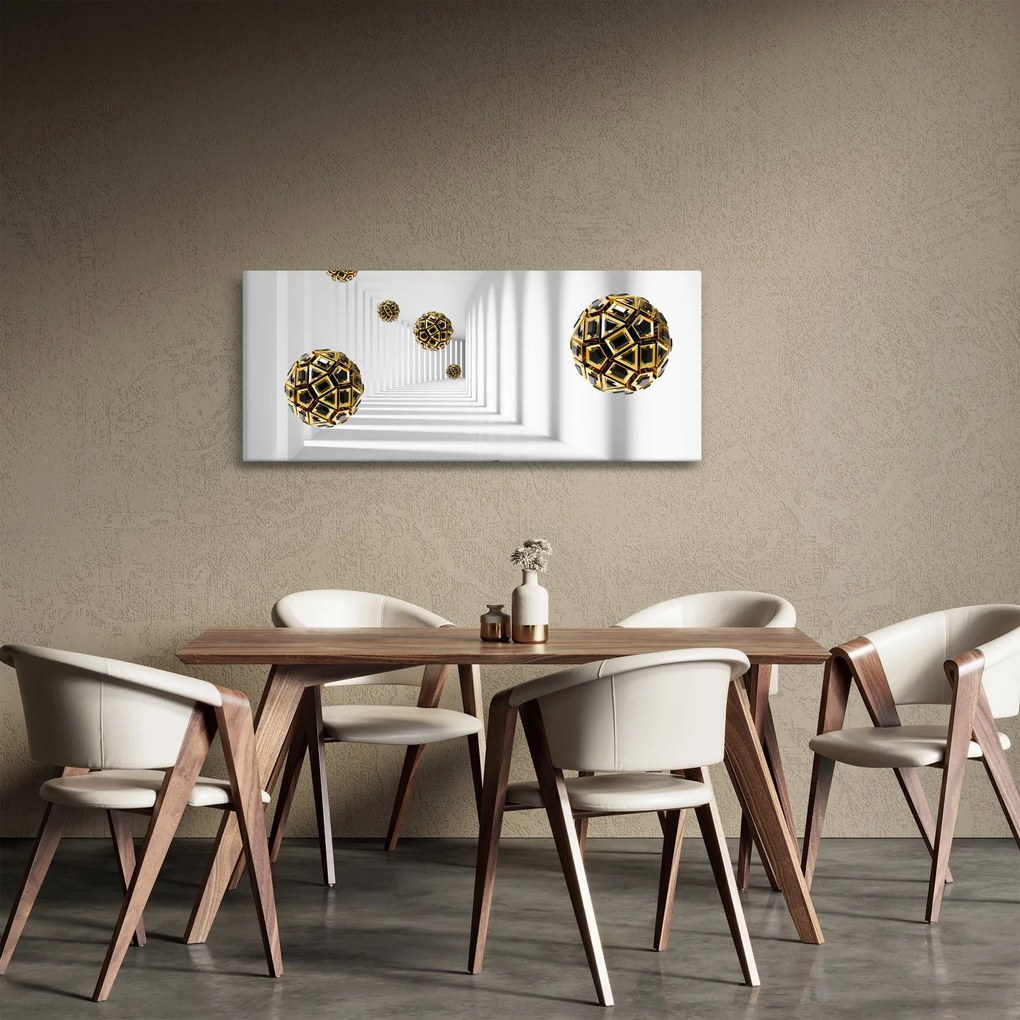 Tablou abstract cu mingi de fotbal (120x50 cm)