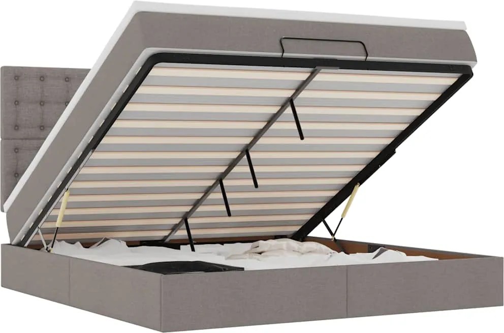 vidaXL Cadru de pat otoman cu saltea Taupe 180x200cm Material