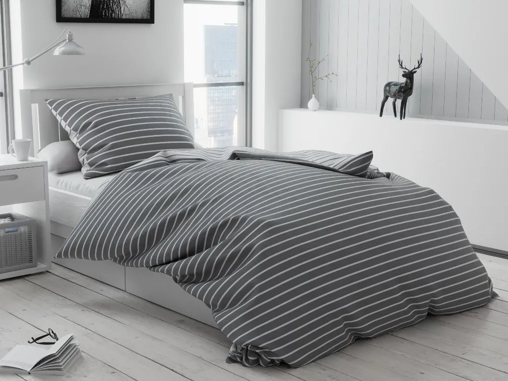 Lenjerie de pat bumbac Caprivi gri Nasturi Dimensiunile lenjeriei: 70x90 cm; 140x220 cm