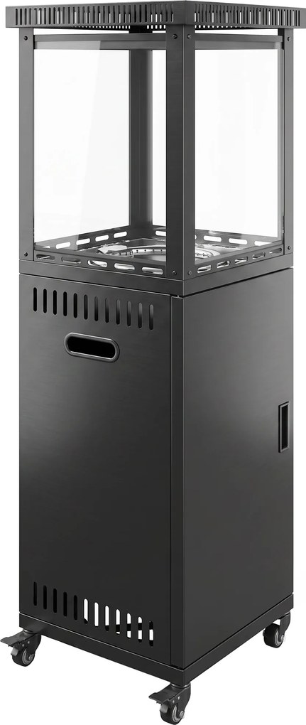 Outsunny Încălzitor pe Gaz pentru Exterior 13 kW, cu Roți și Pietre Lavice, Negru | Aosom Romania