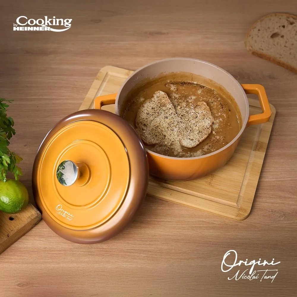 Oală din aluminiu turnat cu capac 24x12 cm, 3.9L – Cooking by Heinner, Colecția Origini by Nicolai Tand HR-BJK-C24, eficientă și antiaderentă