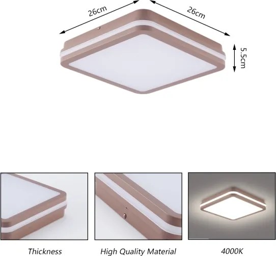 Brilagi - LED Plafonieră de exterior BENE LED/24W/230V 26x26 cm maro IP54