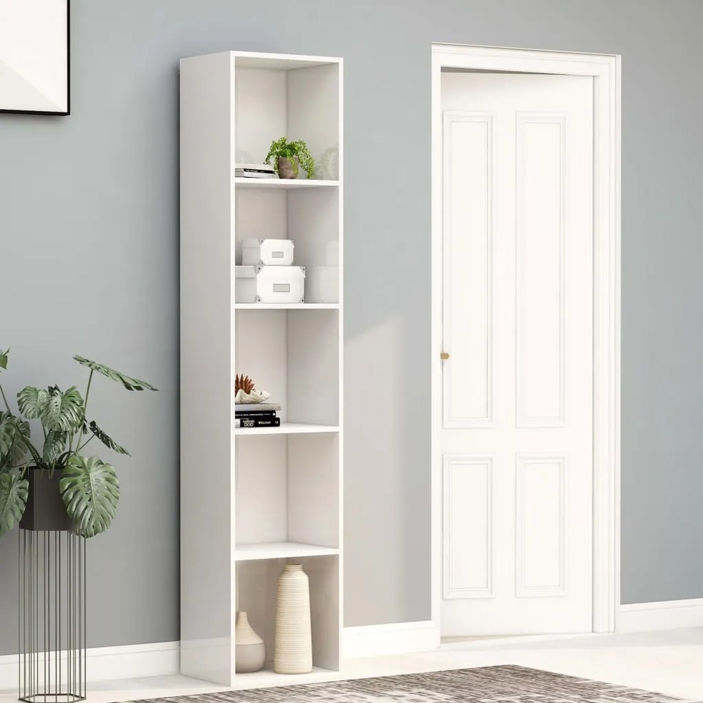 800960 vidaXL Bibliotecă, alb extralucios, 40x30x189 cm, PAL