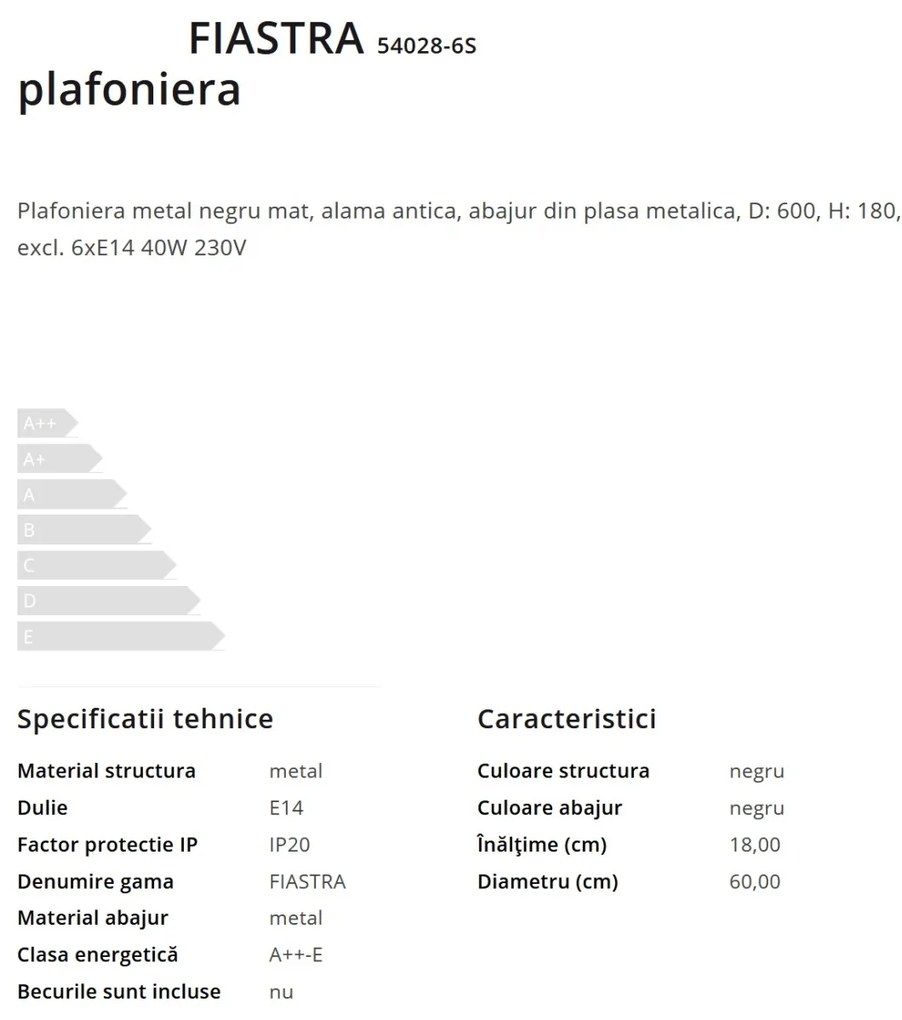 Lustra aplicata stil modern cu 6 spoturi Fiastra negru