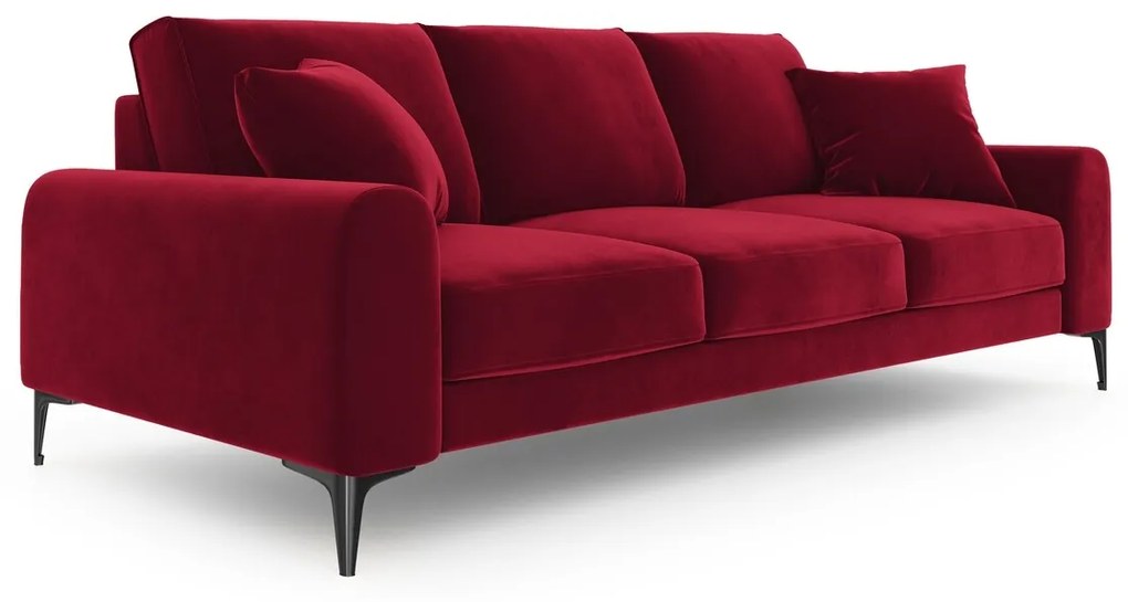 Canapea, Madara, Mazzini Sofas, 4 locuri, 237x102x90 cm, catifea, rosu vin