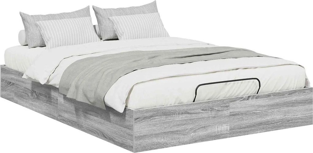 vidaXL Cadru de pat otoman Sonoma gri 193 x 135 x 25 cm Lemn prelucrat