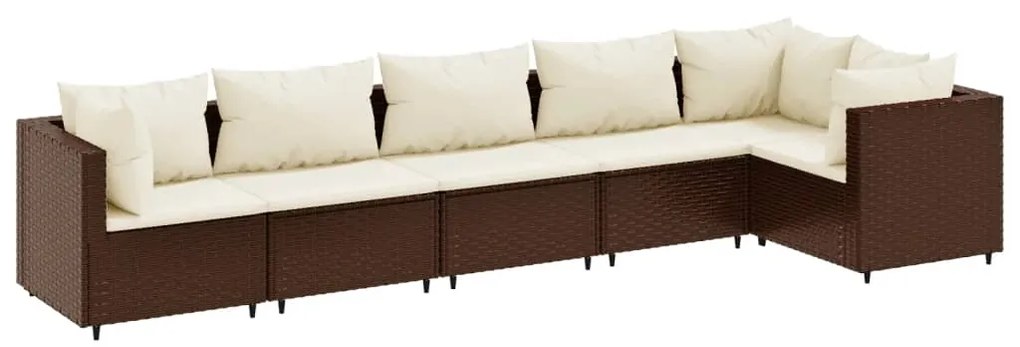 3308105 vidaXL Set mobilier de grădină cu perne, 6 piese, maro, poliratan