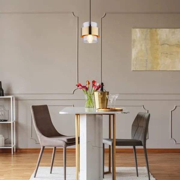 Lustră pe cablu MILEY 1xE27/60W/230V neagră/alamă Globo 15560H