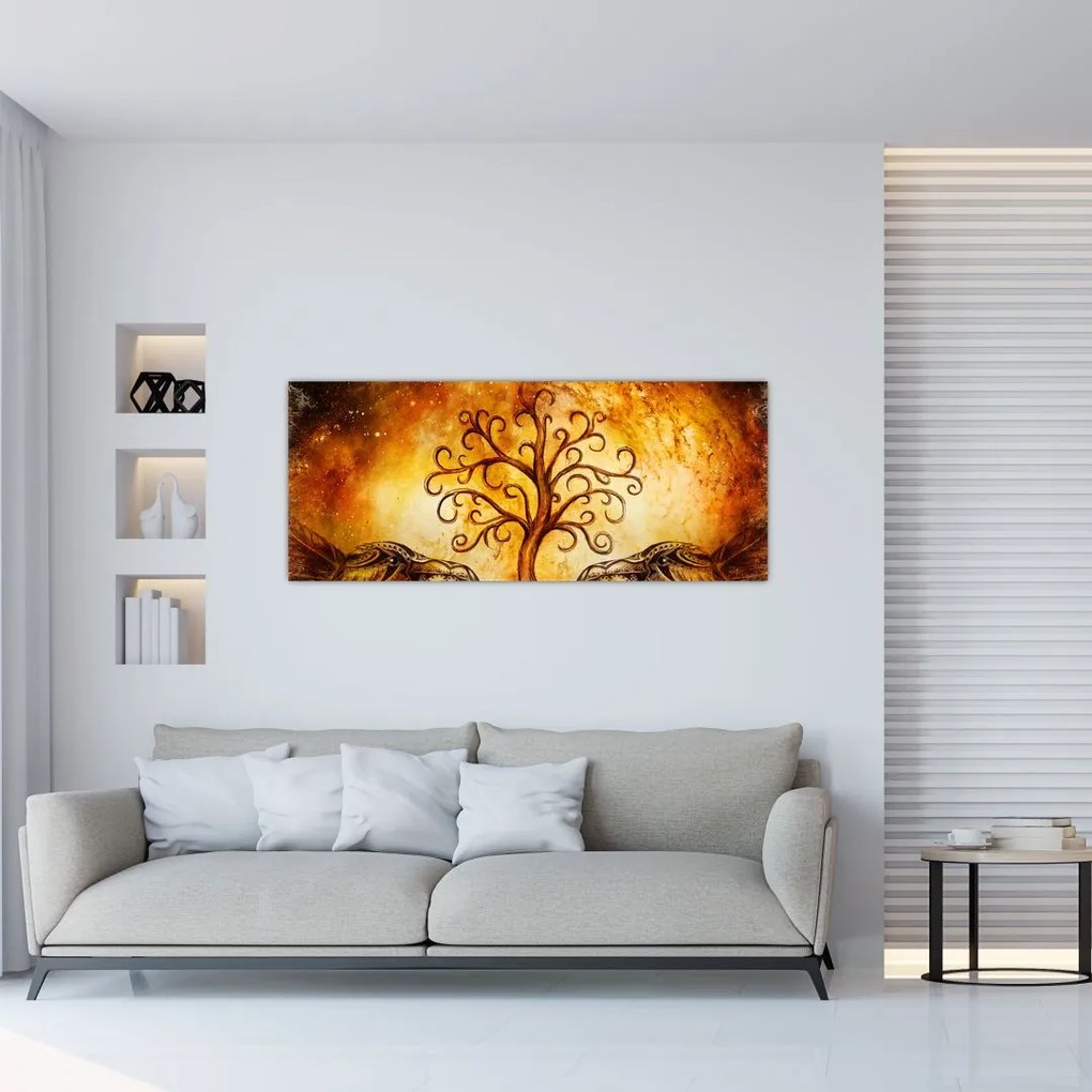 Tablou natural abstract cu copac (120x50 cm)