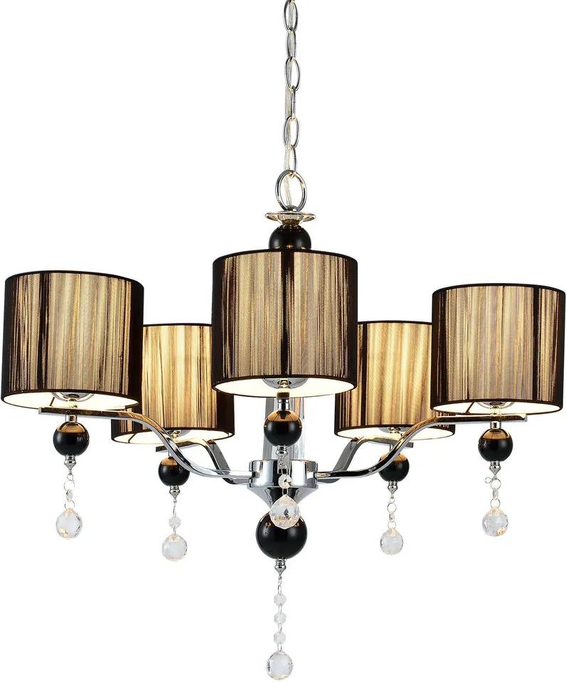 Lustra eleganta – lampa de plafon cu cinci brate – 5 x E14 - crom, negru
