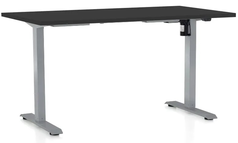 Masa inaltime reglabila OfficeTech A, 140 x 80 cm, bază gri, negru