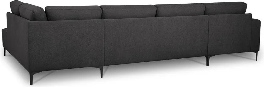 Colțar gri antracit cu tapițerie din chenille (cu colț pe partea dreaptă/în formă de "U") Fabian – Scandic