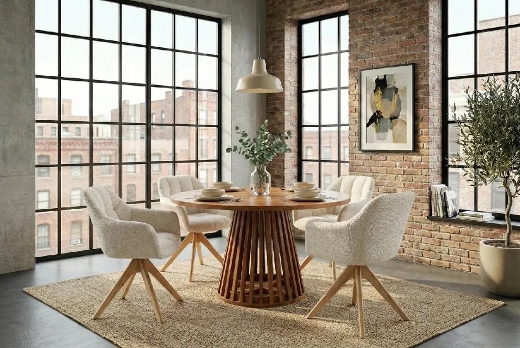 Scaun pivotant PAPILLON tesatura chenille/ stejar