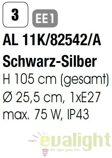 Pendul exterior stil clasic IP43 Hermine AL 11K/82542/A schwarz-silber OR