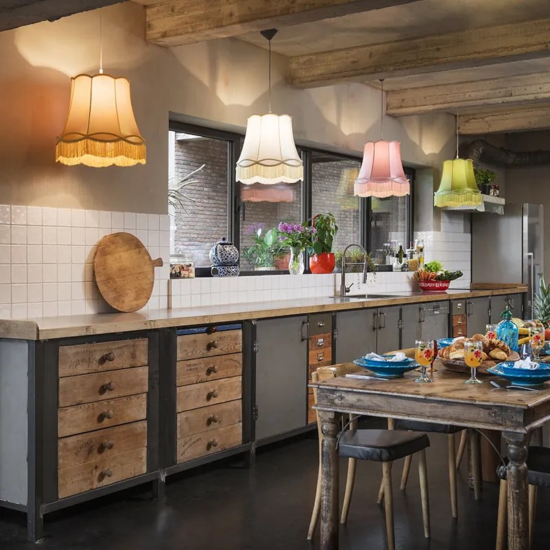 Set de 4 lămpi suspendate retro colorate 45 cm - Granny