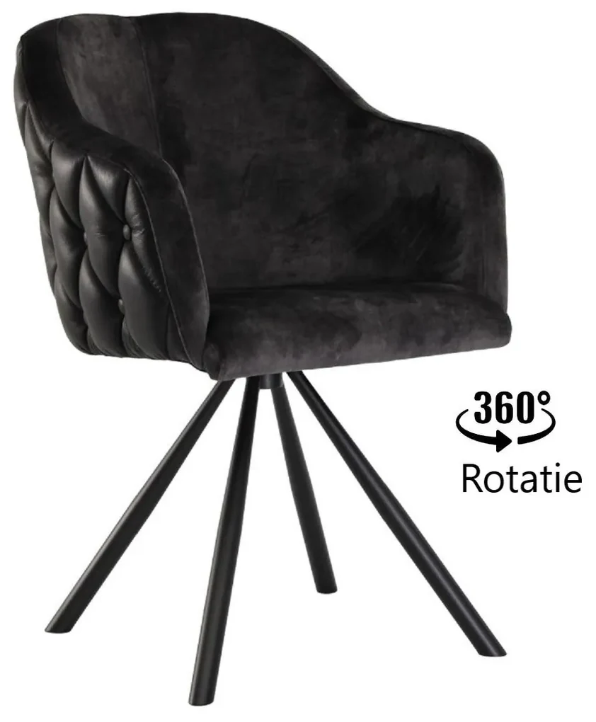 Scaun din catifea si piele cu picioare trepied ✔ model AURORA