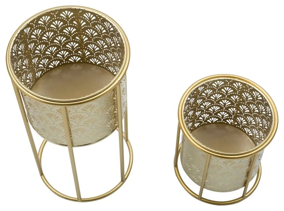 Set 2 suporturi pentru ghivece Mauro Ferretti Golvy, înălțime 40 cm, auriu