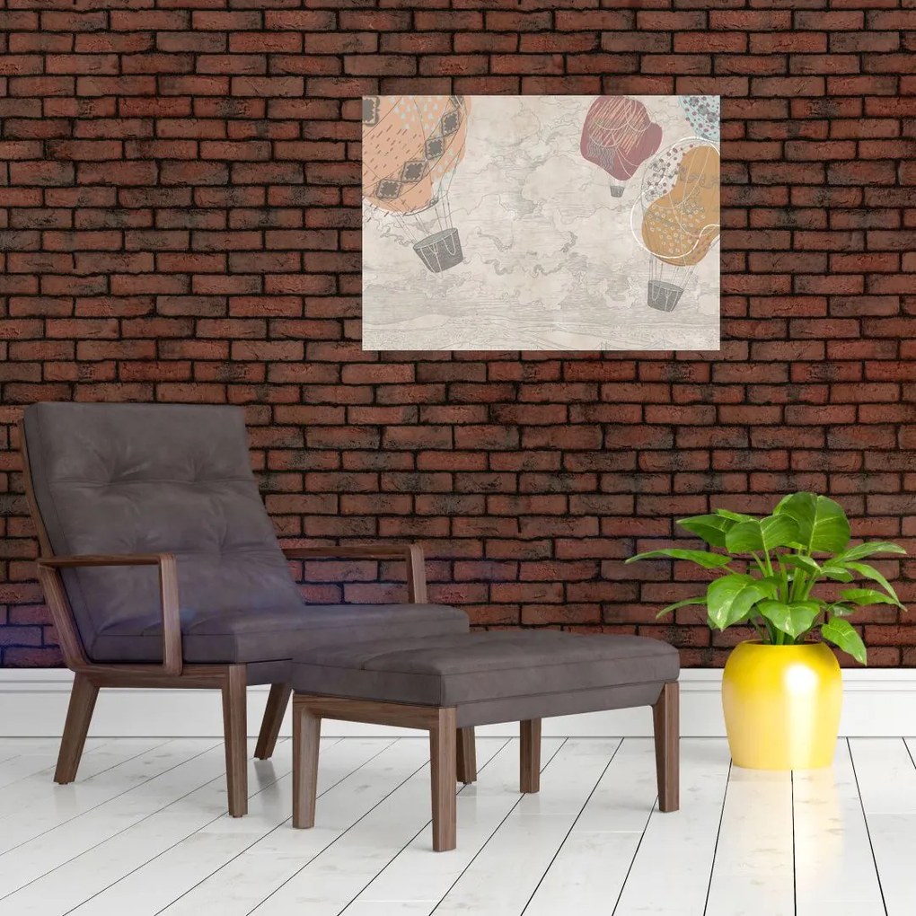 Tablou - Baloane deasupra orașului, nuanțe reci (70x50 cm)