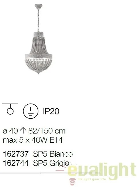 Candelabru design rustic MONET SP5 BIANCO 162737