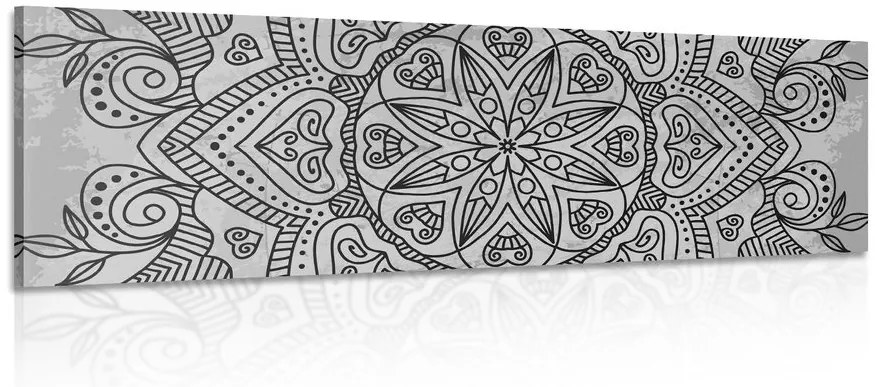 Tablou Mandala cu atingere antică în design alb-negru