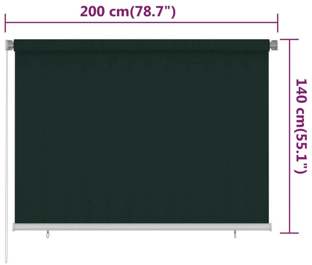 Jaluzea tip rulou de exterior, verde inchis, 200x140 cm, HDPE Morkegronn, 200 x 140 cm