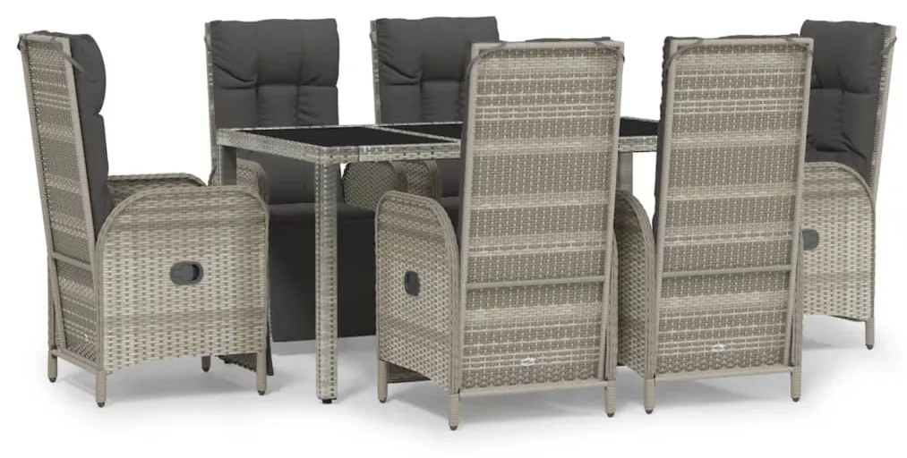 3185032 vidaXL Set mobilier de grădină cu perne, 7 piese, gri, poliratan