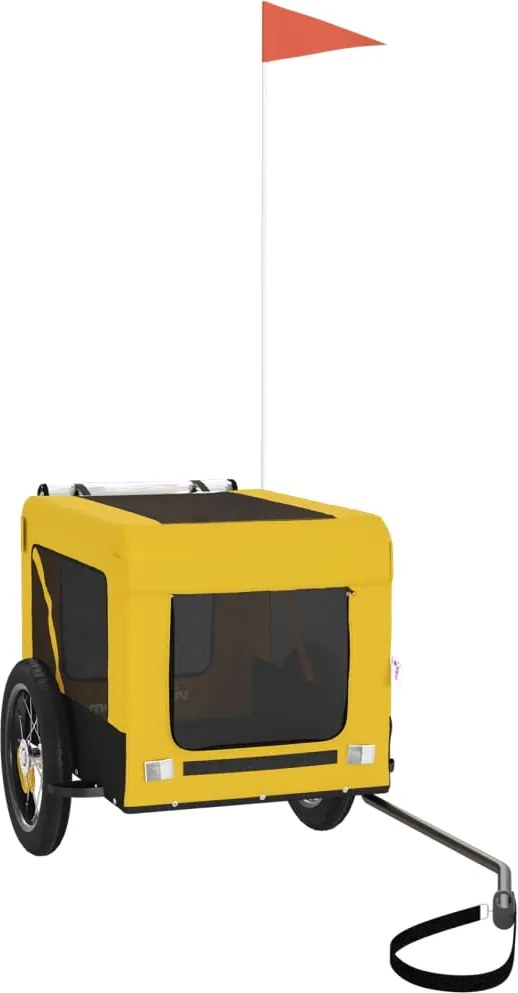 vidaXL Remorcă bicicletă animale companie galben/negru oxford/fier