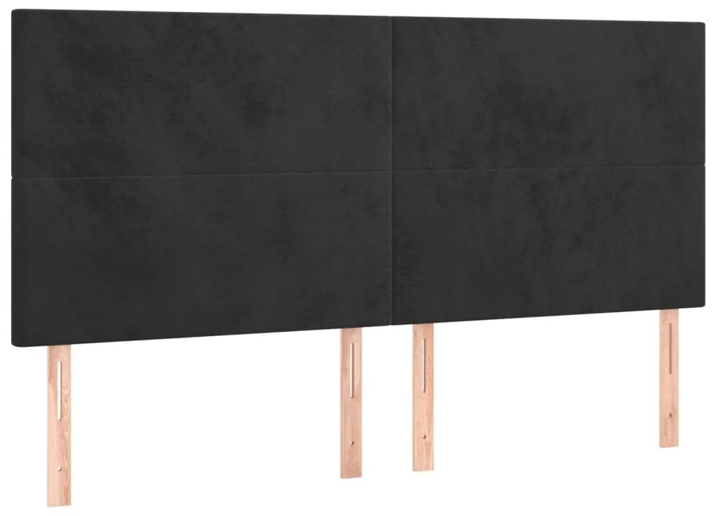 Pat box spring cu saltea, negru, 160x200 cm, catifea Negru, 160 x 200 cm, Design simplu