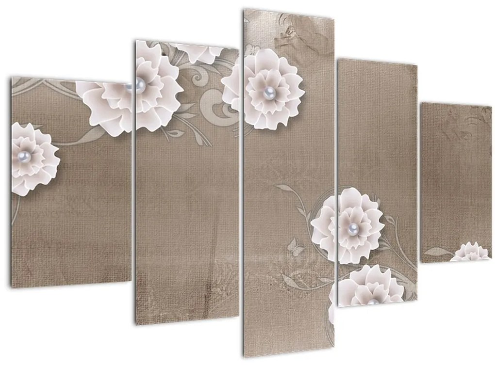 Tablou - Draperie cu flori (150x105 cm)