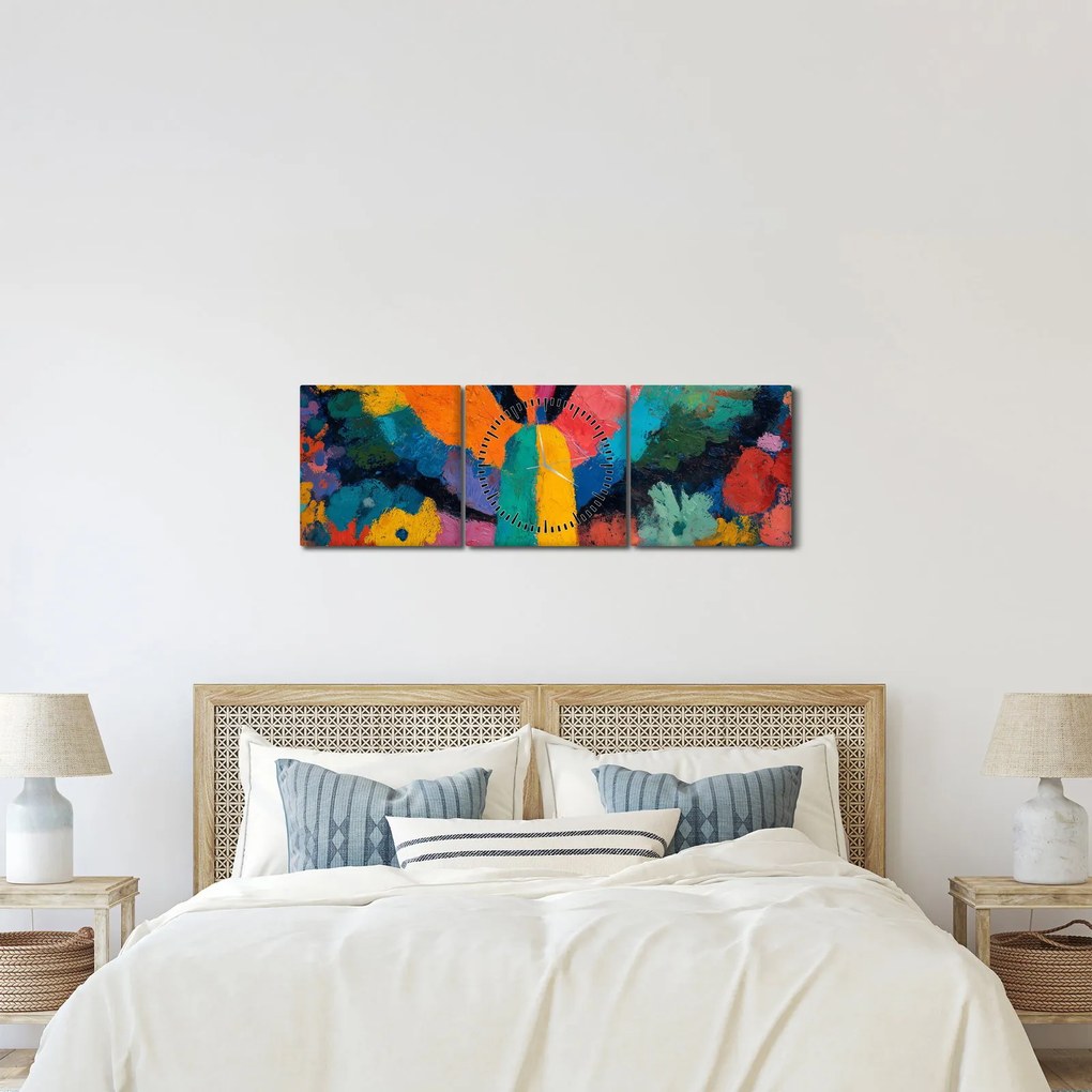 Tablou - Înger abstract cu flori (cu ceas) (90x30 cm)