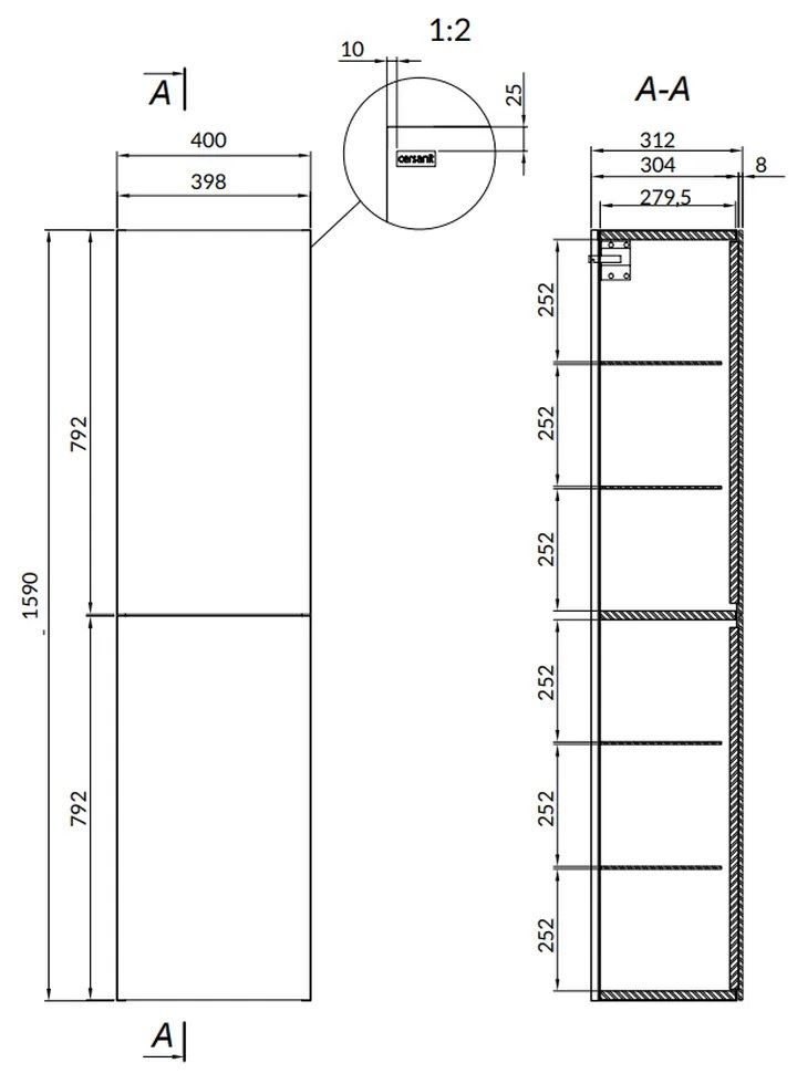 Set complet mobiler baie  CALACATTA placat cu ceramica, dulap cu oglinda si mobilier cu lavoar 100 cm Cersanit