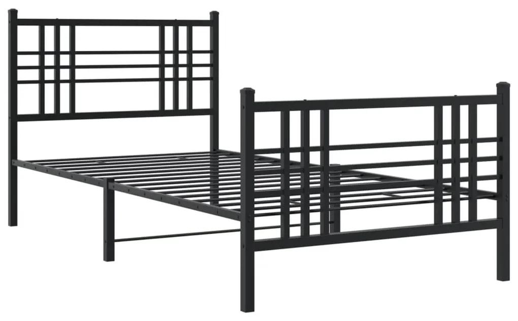 376335 vidaXL Cadru pat metalic cu tăblii de cap/picioare, negru, 90x200 cm