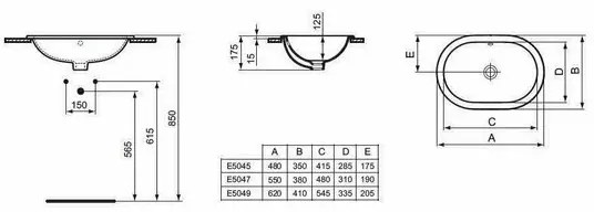 Lavoar incastrat Ideal Standard Connect 62x41 cm