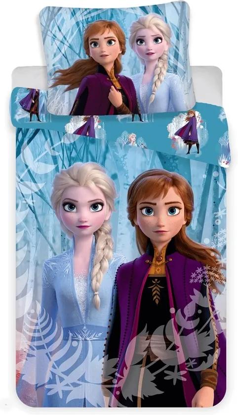 Lenjerie de pat copii Jerry Fabrics Regatul de gheață Snowflakes 2019, 140 x 200 cm, 70 x 90 cm