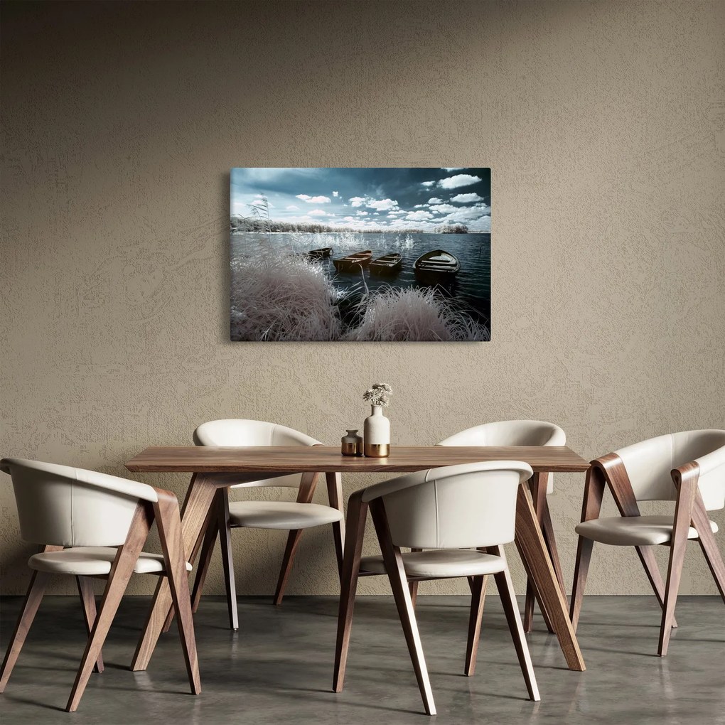 Tablou - Bărci de lemn pe lac (90x60 cm)