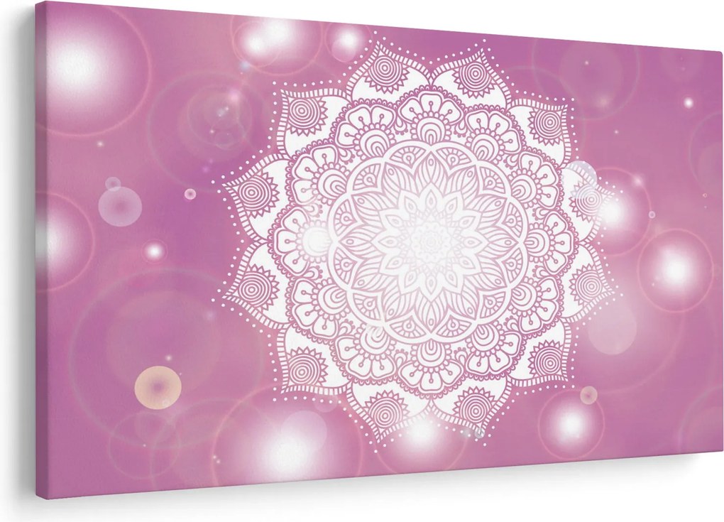 Tablou - Mandala pe fundal roz (90x60 cm)